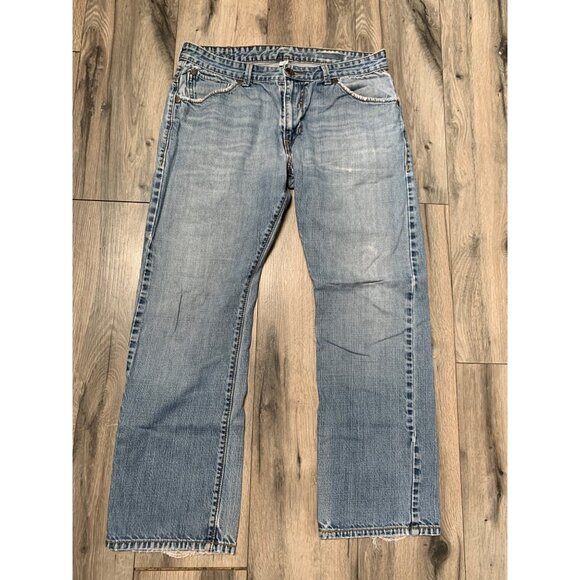 Levi Silver Tab Mens W34 L30 Slim Straight 90s Y2K Light Wash Denim Jeans - Picture 1 of 9